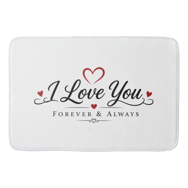 I Love You Typography Design Bath Mat (Front)