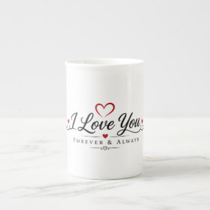 I Love You Typography Design Bone China Mug