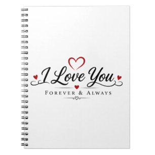 I Love You Typography Design Notebook
