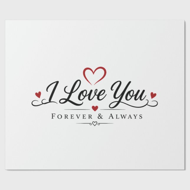 I Love You Typography Design Wrapping Paper (Flat)