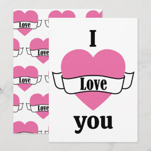 I Love You Typography Heart Pink Valentine's Holiday Card