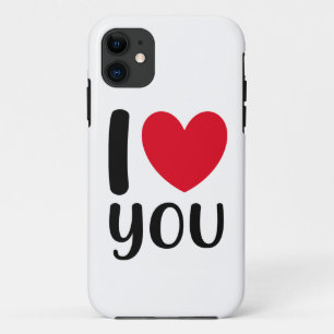 I Love You Typography Heart Red Black Valentine's iPhone 11 Case