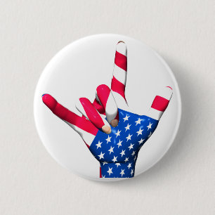 I Love You USA Flag Button