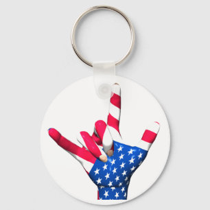 I Love You USA Flag Keychain