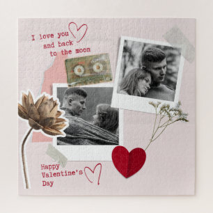 I love you valentine black and white couple photo jigsaw puzzle