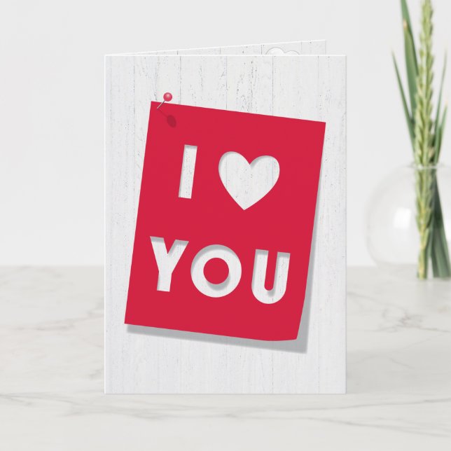 I Love You Valentine Card on Wood (Front)