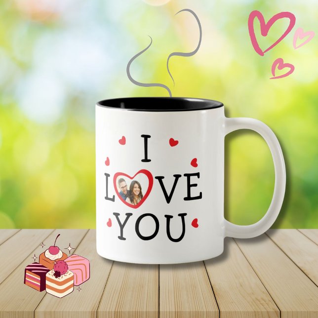 "I love you" Valentine custom photo Two-Tone Coffee Mug (Creator Uploaded)