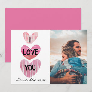 I Love You Valentine Cute Hearts Photo Holiday Card