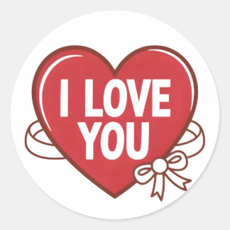 I Love You Valentine Day Classic Round Sticker