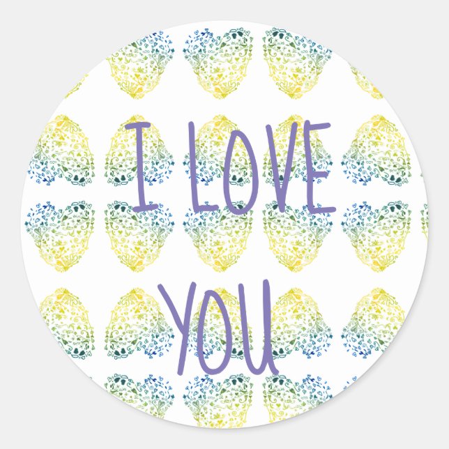 I Love You , Valentine Day  Sticker (Front)