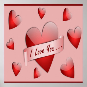 " I LOVE YOU"  VALENTINE HEARTS POSTER