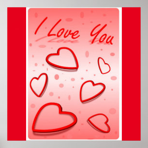 " I LOVE YOU" VALENTINE HEARTS POSTER