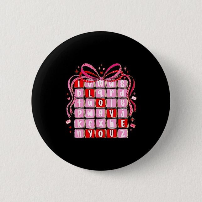 I Love You Valentine Kids Preppy Valentine's Day L 6 Cm Round Badge (Front)