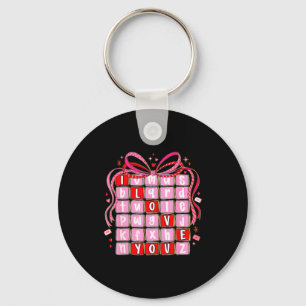 I Love You Valentine Kids Preppy Valentine's Day L Key Ring