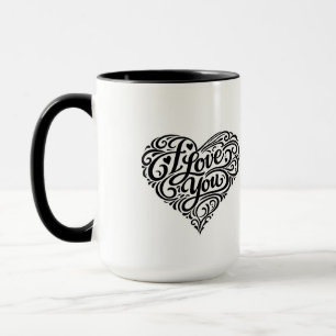 I Love You Valentines Day Coffee Mug Heart Design 