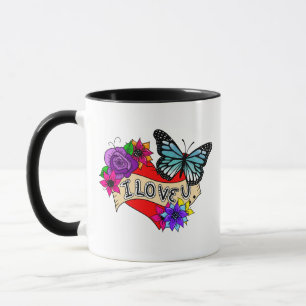 I Love You Valentine's Day Heart and Rose Mug