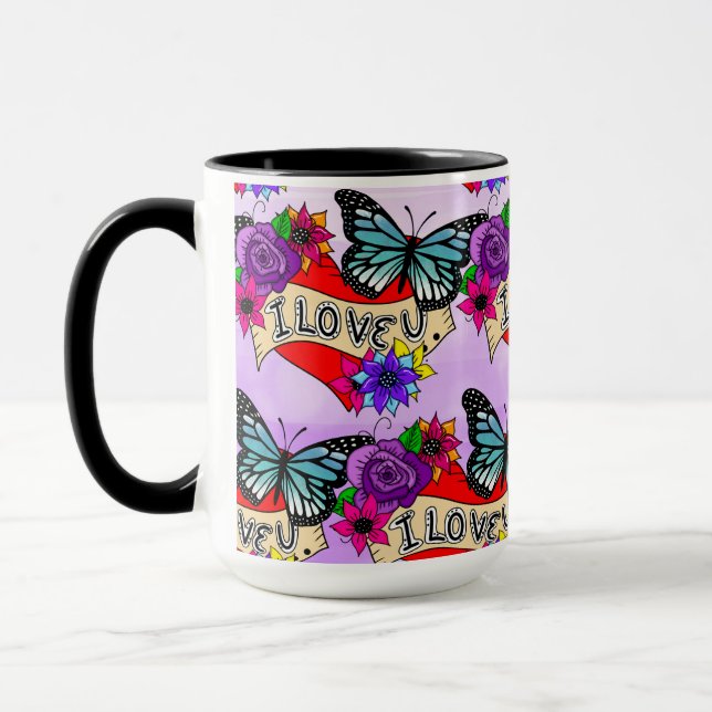 I Love You | Valentine's Day Heart and Rose  Mug (Left)