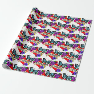I Love You Valentine's Day Heart and Rose Wrapping Paper