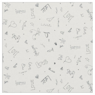 i love you valentines day modern doodle fabric