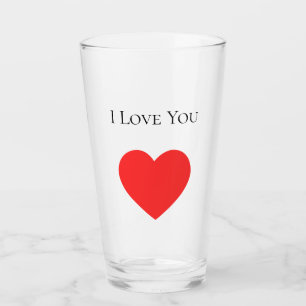 I Love You Valentine's Day Red Heart Glass