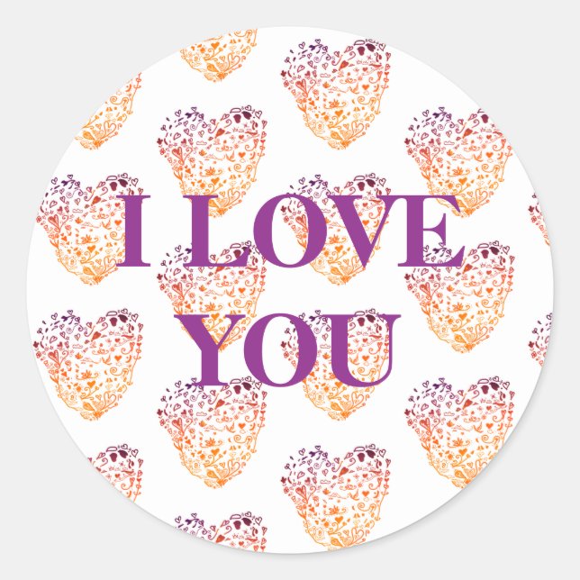 I Love You , Valentine's Day Sticker (Front)