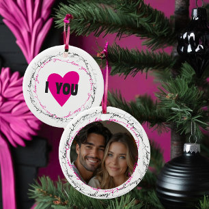 I Love You Valentine's Day with Photo and Heart Ceramic Ornament