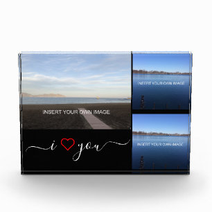 I Love You Valentines Personalised Three Photo Block