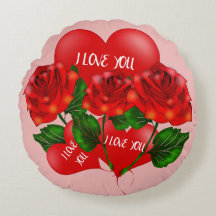I love you - Valentine's round pillow