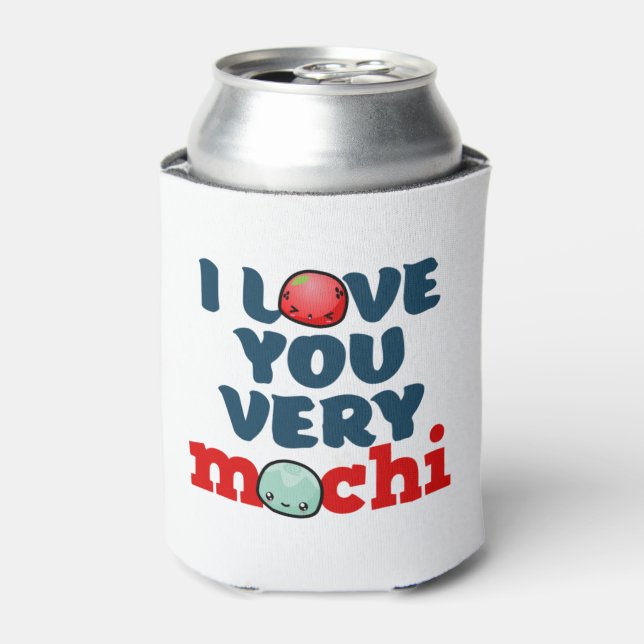 I Love You Very Mochi Cute Valentine's Day Puns Can Cooler (Can Front)
