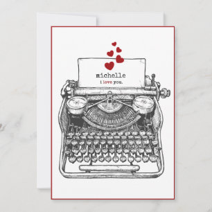 I love you   Vintage Typewriter Personal Love Note Holiday Card