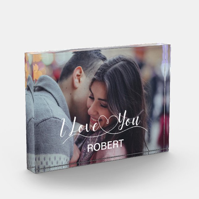 I love you w/ custom text photo block (Left)
