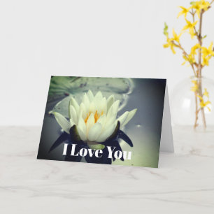 I Love You Water Lily Flower Personalised Card
