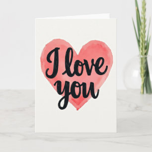 I Love You Watercolor Heart Card