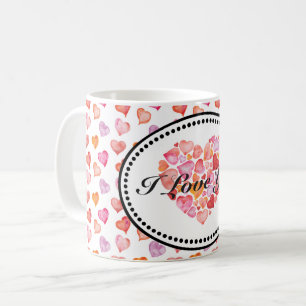 I Love You Watercolor Hearts Coffee Mug