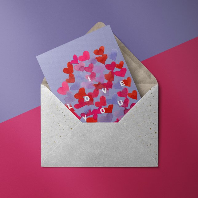 I love you watercolor hearts Postcard (Creator Uploaded)