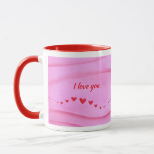 I love you, wave of red hearts custom mugs