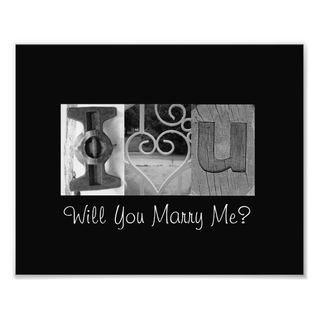 I Love You - Will You Marry Me? - Alphabet Art Photo Print (Front)