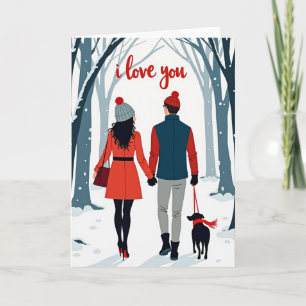 I Love You Winter Couple Dog Card