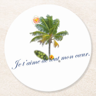 I love you with all my heart round paper coaster