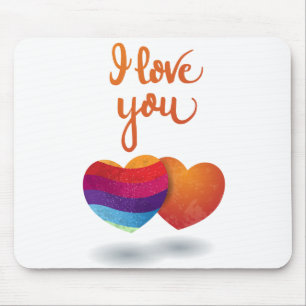 I love You with Couple of Hearts Mouse Pad