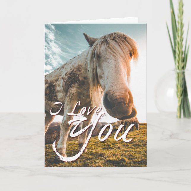 I love you with looking Horse Card (Front)