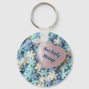 I love you with lovely hearts and snowflakes! key ring