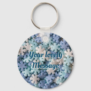 I love you with lovely snowflakes message! key ring