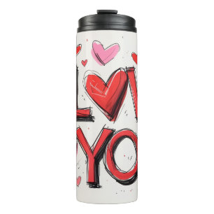 I Love You With Many Hearts Thermal Tumbler