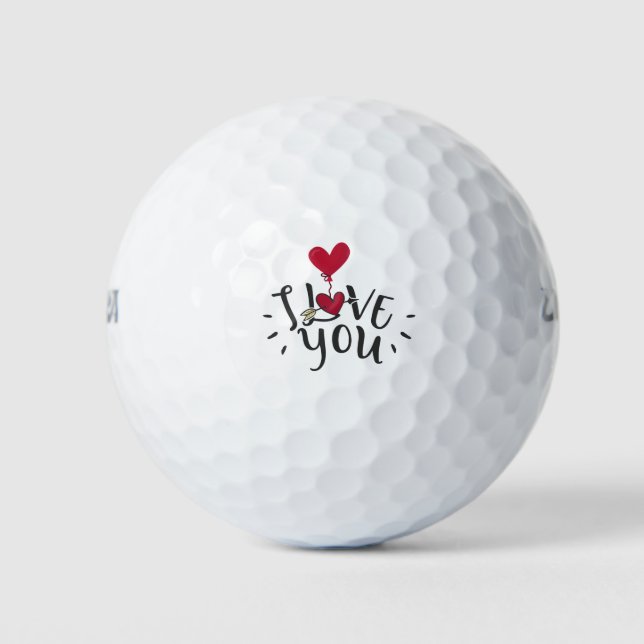 I love you with red ballon Valentine's Day gift Golf Balls (Front)