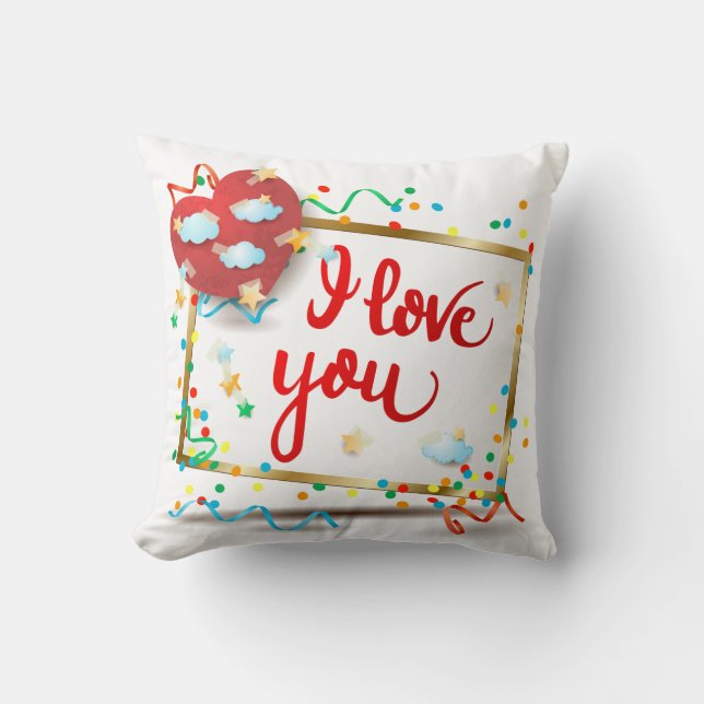 I Love You with Red Heart Cushion (Front)