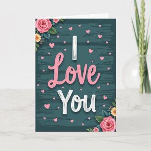 I Love You Wood Plank Hearts Card