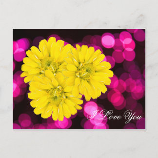 i love you yellow flower postcard
