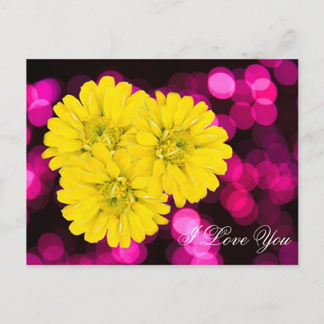 i love you yellow flower postcard (Front)