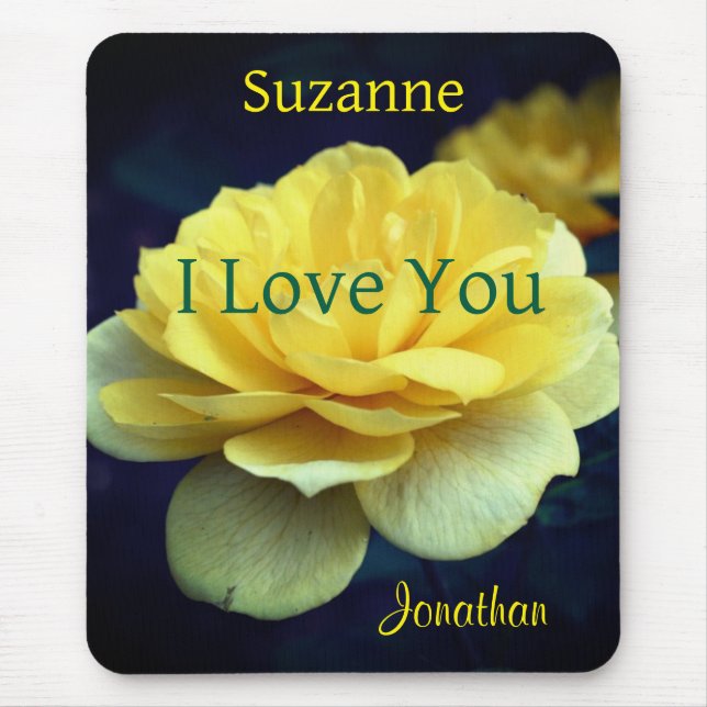 I Love You Yellow Rose Personalised Mouse Pad (Front)